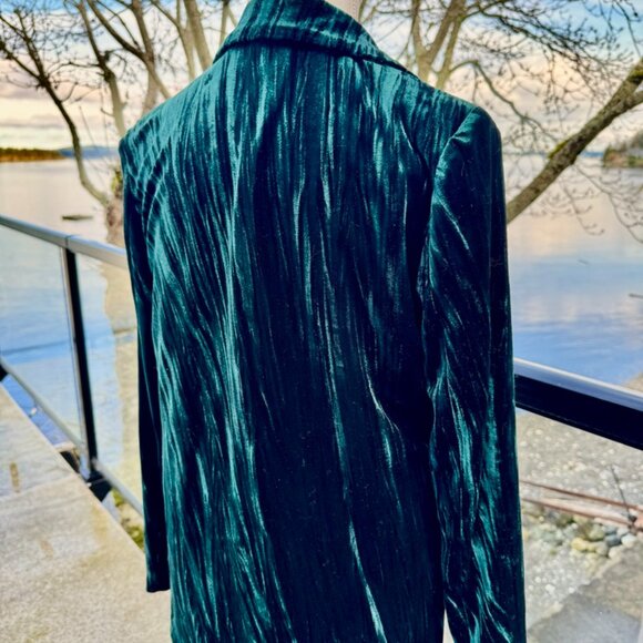 Autres Filles Deep Emerald Teal Green Crushed Velvet Blazer and Pants Suit Set - Picture 9 of 16